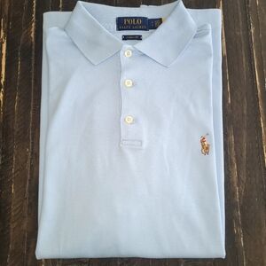 Polo Ralph Lauren Classic Fit Polo Shirt Light Blue Flesh Pony Mens Size  Small